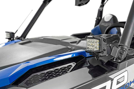 LED Light Kit | Cage Mount | 2" Black Pair | White DRL | Polaris General