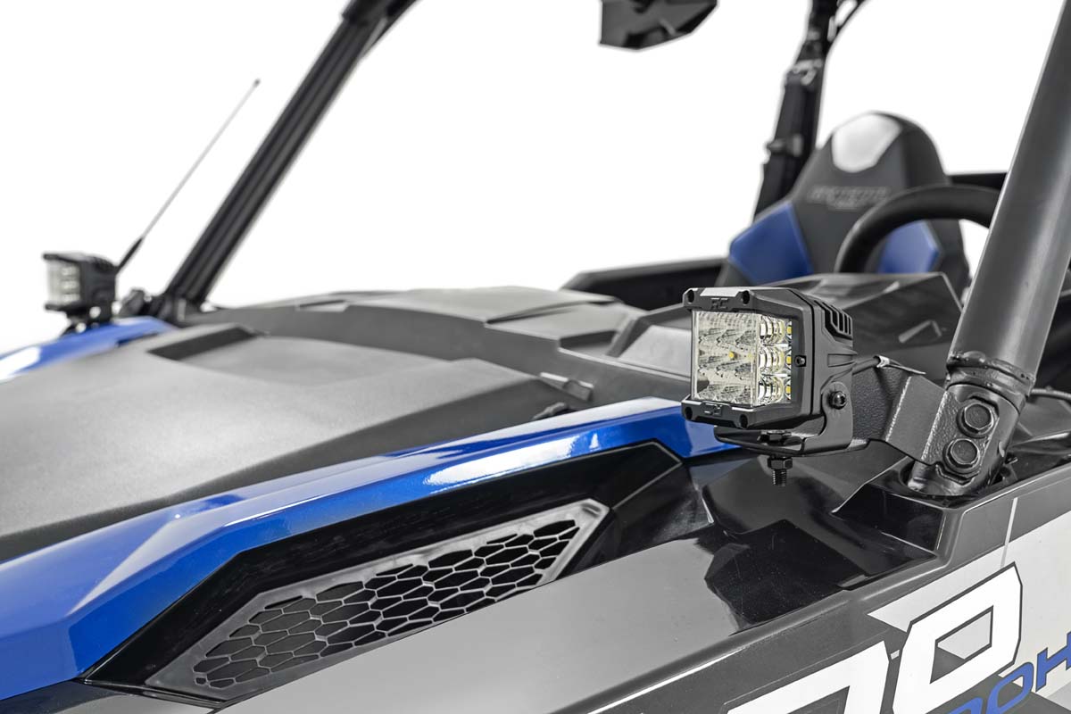 LED Light | Cage Mount | 2" Black Pair | Spot | Polaris General/General XP