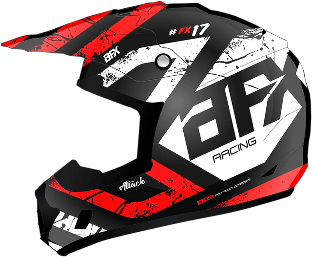 AFX FX-17Y Helmet - Attack - Matte Black/Red - Small 0111-1402 - AWESOMEOFFROAD.COM
