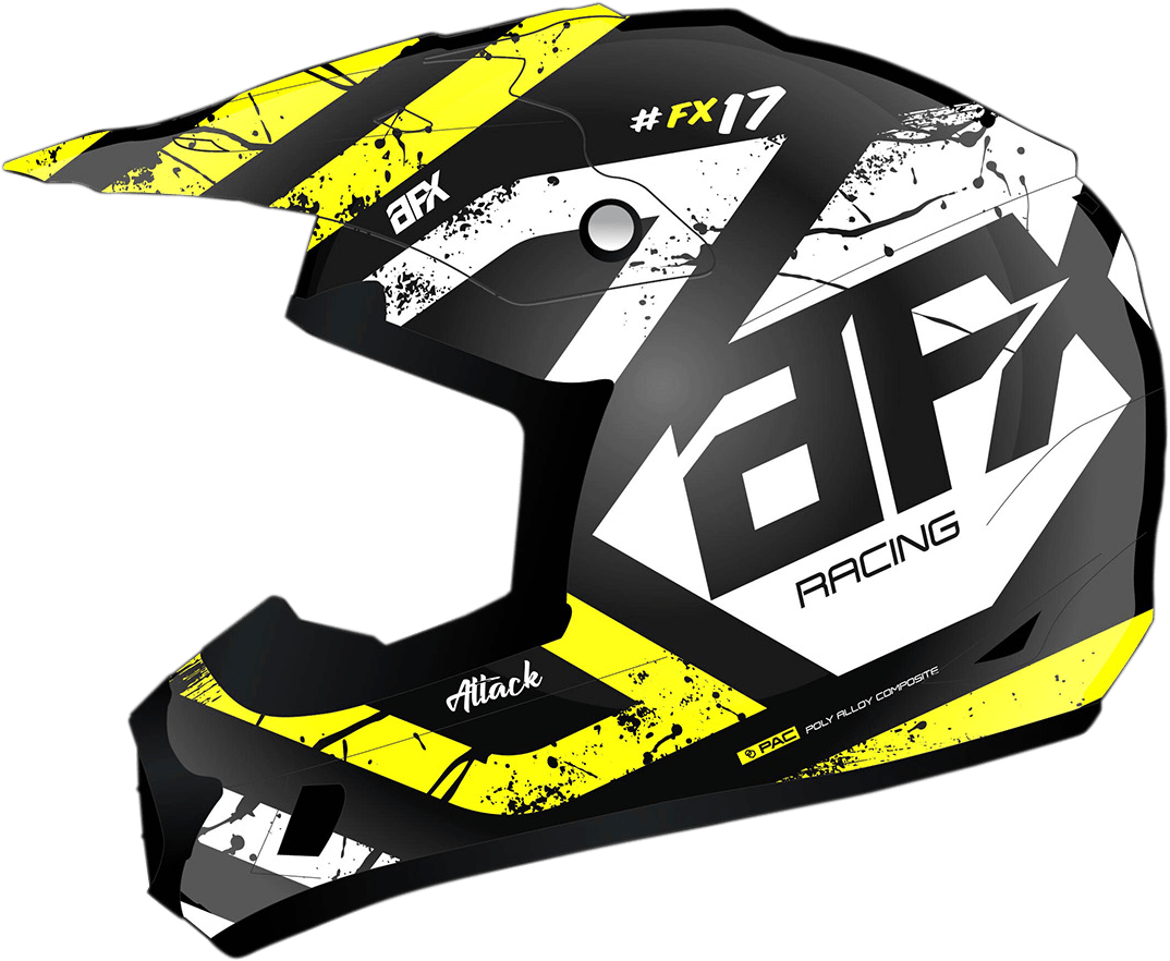 AFX FX-17Y Helmet - Attack - Matte Black/Hi-Vis Yellow - Large 0111-1416 - AWESOMEOFFROAD.COM