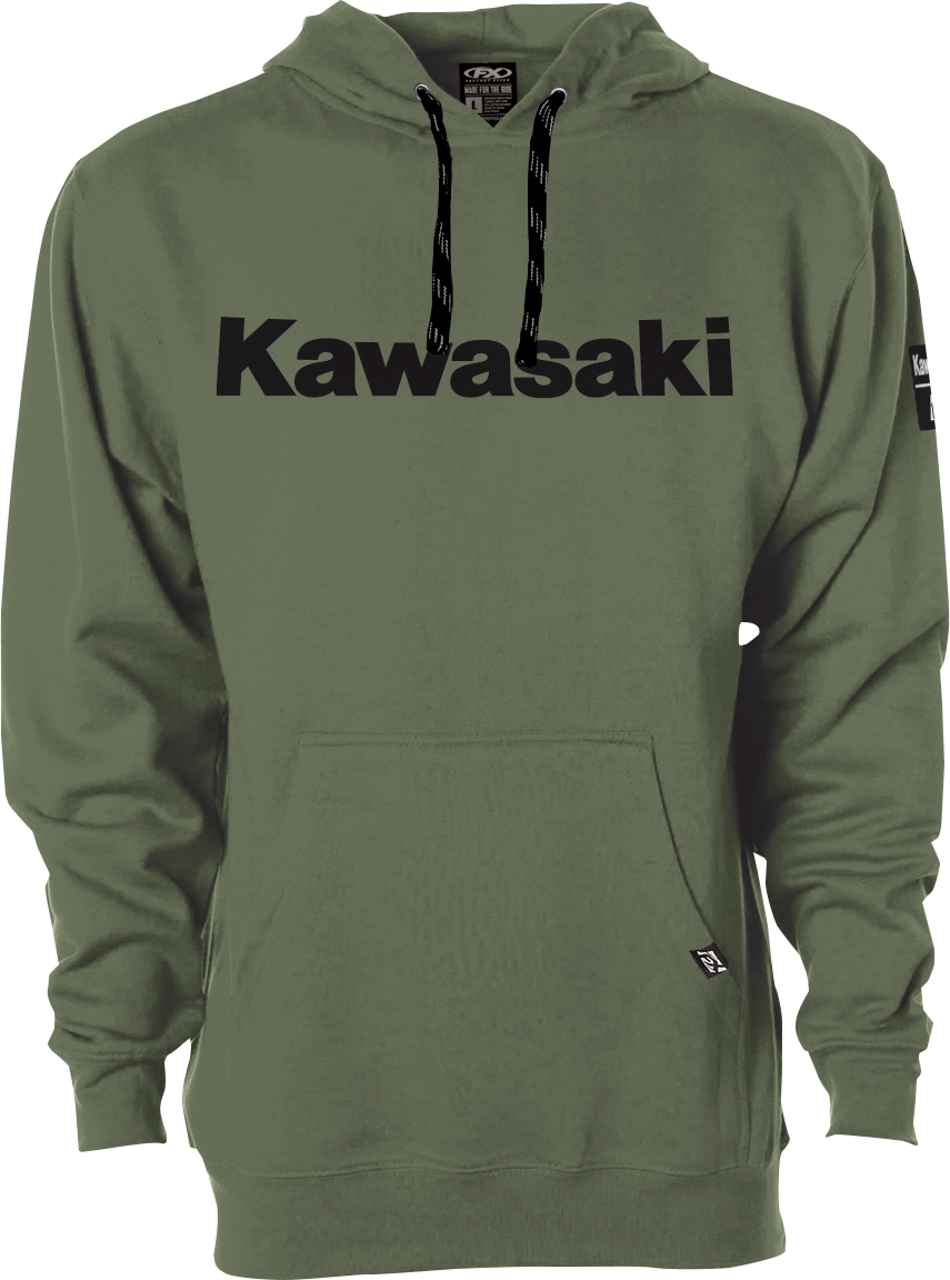 FACTORY EFFEX Kawasaki Squad Pullover Hoodie - Army Green - Large 26-88104