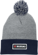 FACTORY EFFEX Suzuki Pom Beanie - Gray/Navy 23-86402 - AWESOMEOFFROAD.COM