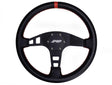 PRP Flat Leather Steering Wheel- Red - AWESOMEOFFROAD.COM