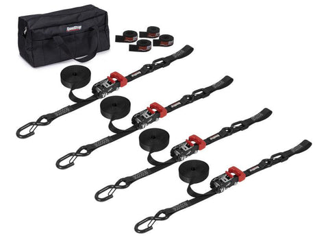 SpeedStrap 1In Heavy Duty Motorcycle/ATV Tie-Down Kit - Black - AWESOMEOFFROAD.COM