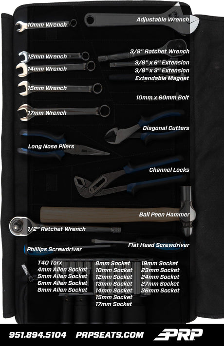 PRP KAWASAKI KRX ROLL UP TOOL BAG WITH 35PC TOOL KIT - AWESOMEOFFROAD.COM